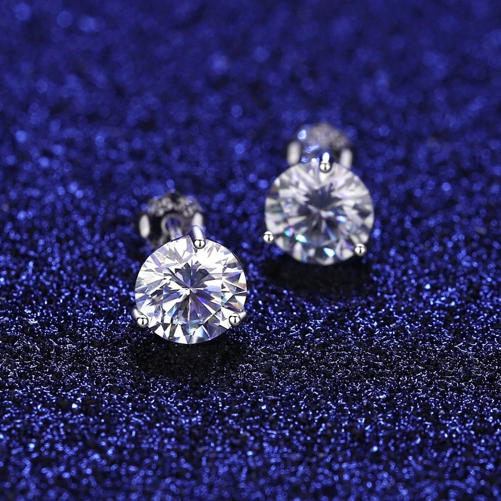 Certified 2ct. t.w. Diamond Earrings 18k White Gold over Italy Silver - Picture 3 of 16